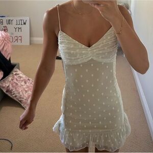 White polka dot mini dress